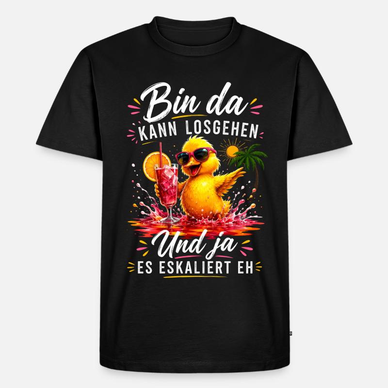 Bin da Eskaliert Ente Sommer Party - Männer Premium Bio T-Shirt - Schwarz