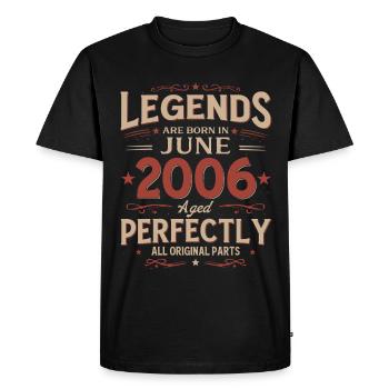 20th Birthday Gift Legend June Vintage 2006 - Men's Premium Organic T-Shirt - black - Front - Nico (187cm)