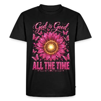 Dieu est bon tout le temps Tournesol chrétien - T-shirt Premium bio Homme - noir - Devant - Nico (187cm)