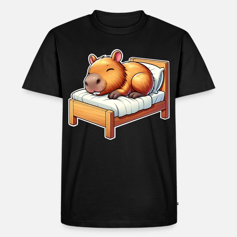 Capybara Schlafen - Männer Premium Bio T-Shirt - Schwarz