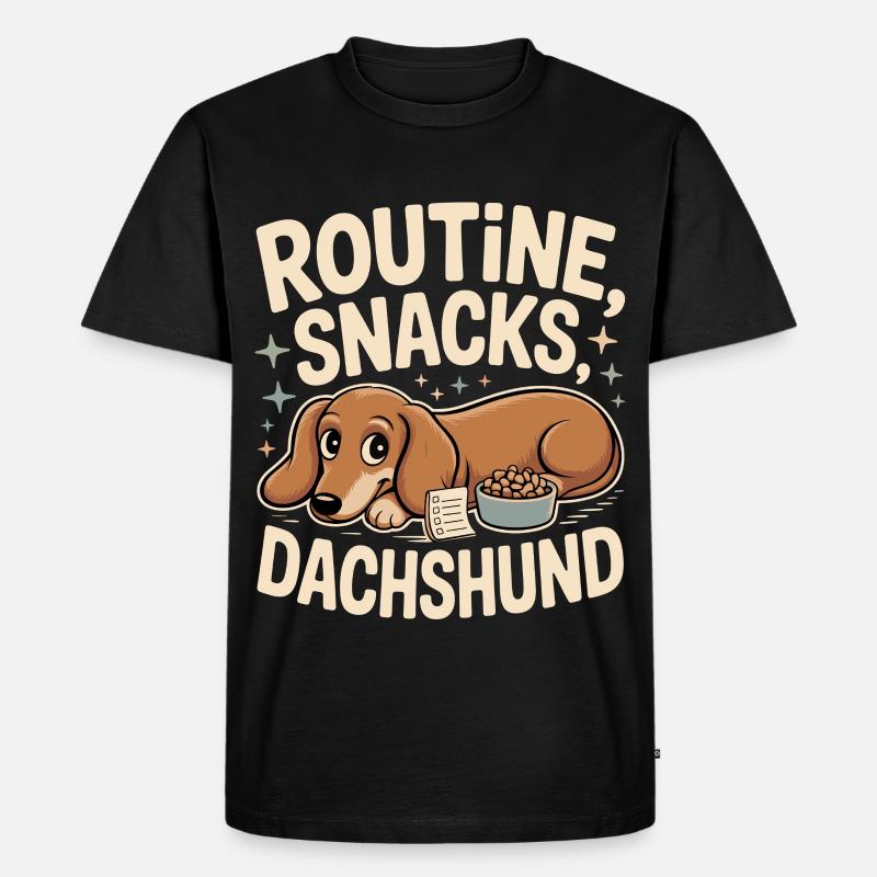 Routine Snacks Dackel - Männer Premium Bio T-Shirt - Schwarz