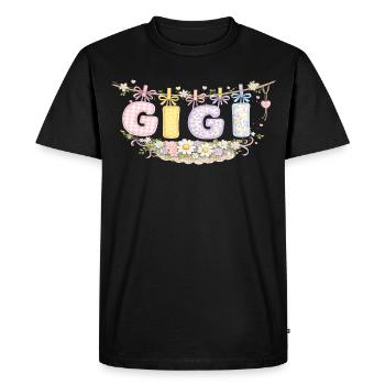 Gigi Flowers and Pastel | Grandma Adorée Gift - Men's Premium Organic T-Shirt - black - Front - Nico (187cm)