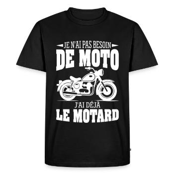 Moto Motard Cadeau Humour Personnalisé - T-shirt Premium bio Homme - noir - Devant - Nico (187cm)
