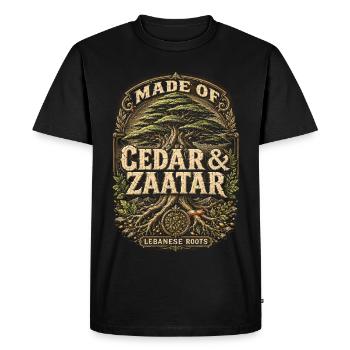 Cèdre et Zaatar libanais - T-shirt Premium bio Homme - noir - Devant - Nico (187cm)
