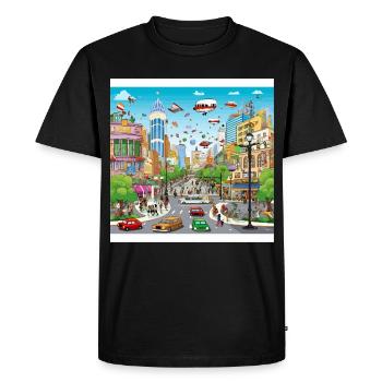 La ville haute en couleur du futur - T-shirt Premium bio Homme - noir - Devant - Nico (187cm)
