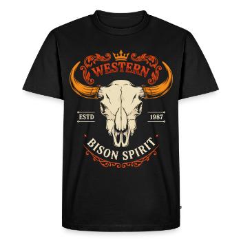 Crâne d’esprit du bison occidental - T-shirt Premium bio Homme - noir - Devant - Nico (187cm)