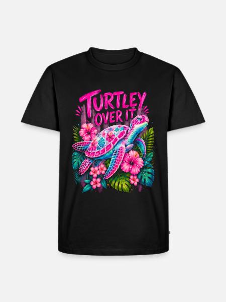 Turtley Over It Cute Turtle Flower - Men's Premium Organic T-Shirt - black