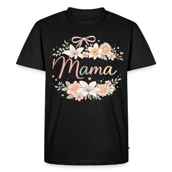 Mama Couronne de Fleurs et Nœud Rose | Rétro - T-shirt Premium bio Homme - noir - Devant - Nico (187cm)