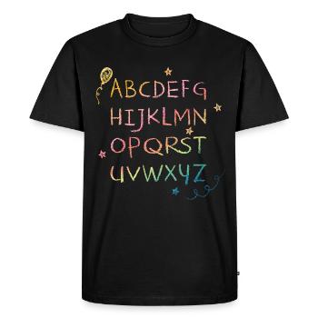 Alphabet craie arc-en-ciel avec astérisques - T-shirt Premium bio Homme - noir - Devant - Nico (187cm)