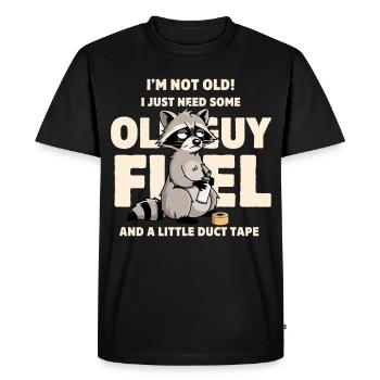 Raccoon Age Humor Tee - Men's Premium Organic T-Shirt - black - Front - Nico (187cm)