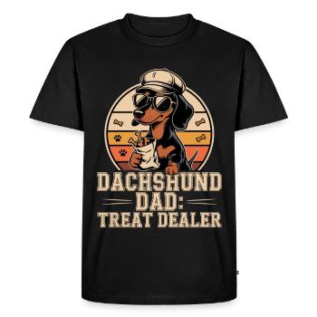 Dachshund Dad Treat Dealer - Men's Premium Organic T-Shirt - black - Front - Nico (187cm)