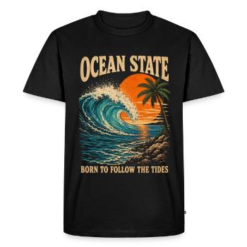 L’État de l’Océan Né pour suivre les marées - T-shirt Premium bio Homme - noir - Devant - Nico (187cm)