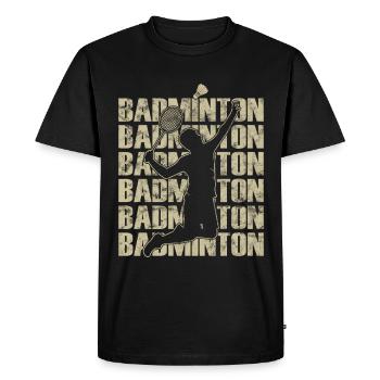 Joueur de badminton de style rétro - T-shirt Premium bio Homme - noir - Devant - Nico (187cm)