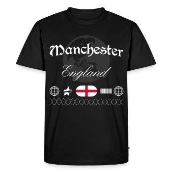 Manchester England Streetwear Travel Souvenir - Men's Premium Organic T-Shirt - black - Front - Nico (187cm)