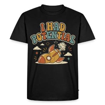 I Had Rocket Potential Retro Humor - Men's Premium Organic T-Shirt - black - Front - Nico (187cm)
