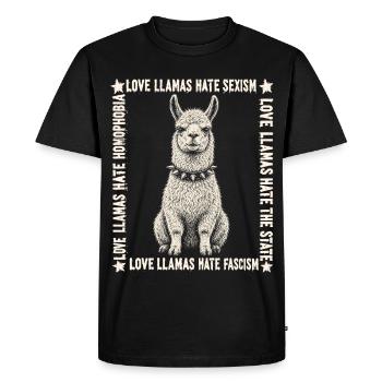 Love Llamas Hate Fascism Shirt - T-shirt Premium bio Homme - noir - Devant - Nico (187cm)