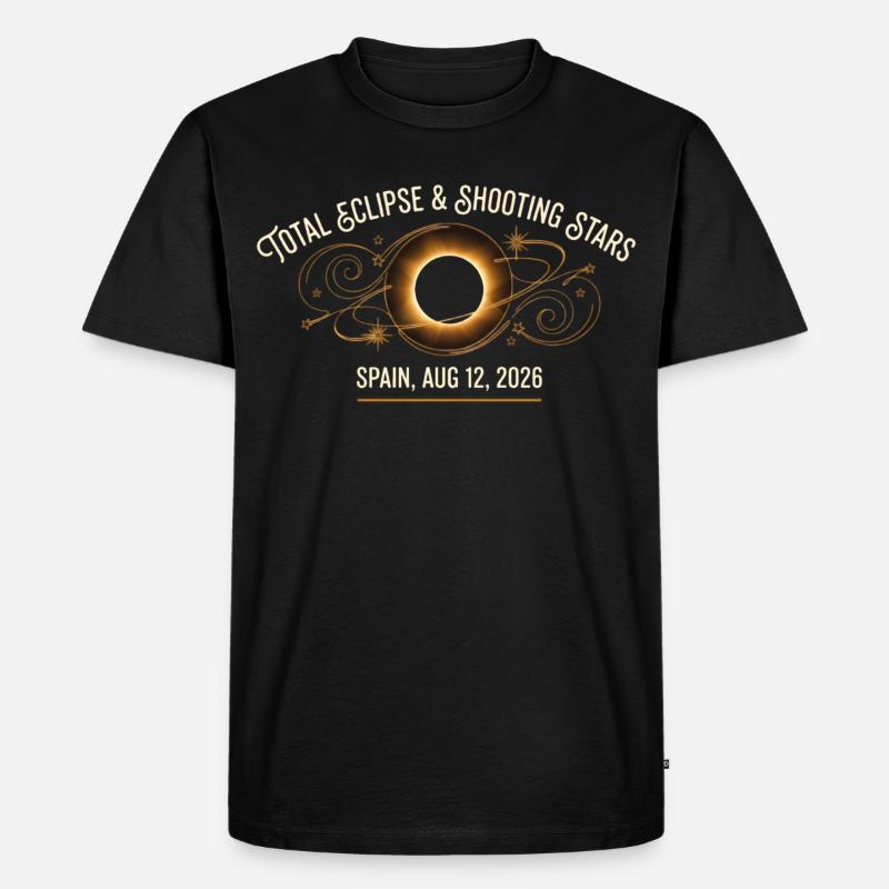 Eclipse & Shooting Stars Spanien 2026 - Männer Premium Bio T-Shirt - Schwarz