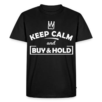 Graphique Buy & Hold Keep Calm - T-shirt Premium bio Homme - noir - Devant - Nico (187cm)