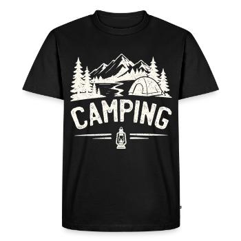 Camping Outdoor Mountain Adventure Tent - Men's Premium Organic T-Shirt - black - Front - Nico (187cm)
