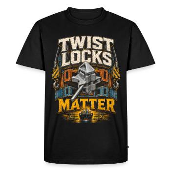 Dock Worker Twist Locks Matter - Men's Premium Organic T-Shirt - black - Front - Nico (187cm)