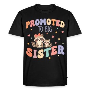 Kønsafsløring babyshower forfremmet til storesøster - Herre Premium økologisk T-shirt - sort - Foran - Nico (187cm)