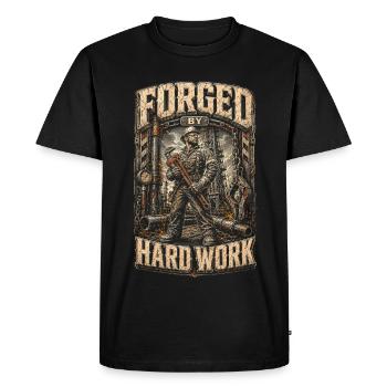 Oil Rig Rig Worker Forged By Hard Work - Men's Premium Organic T-Shirt - black - Front - Nico (187cm)