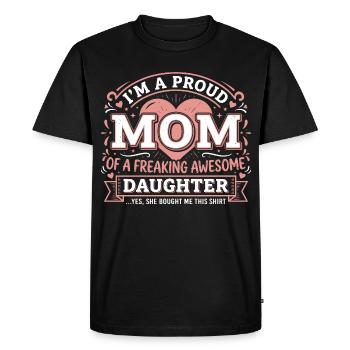 Proud Mom Awesome Daughter | Humour Mère Fille - T-shirt Premium bio Homme - noir - Devant - Nico (187cm)