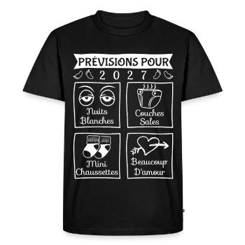 Prévisions 2027 future maman, futur papa, maman  - T-shirt Premium bio Homme - noir - Devant - Nico (187cm)