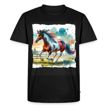 Cheval de peinture Cheval Cadeau - T-shirt Premium bio Homme - noir - Devant - Nico (187cm)