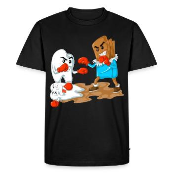 Chocolate Vs Tooth Boxing Funny Dentist Gift - Men's Premium Organic T-Shirt - black - Front - Nico (187cm)