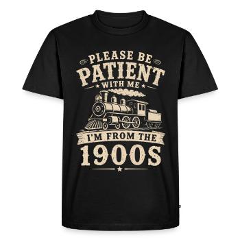 Père, fête des pères, je viens des années 1900, Locomotive - T-shirt Premium bio Homme - noir - Devant - Nico (187cm)