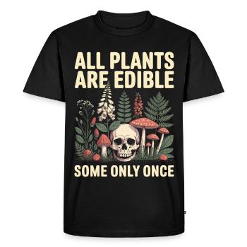 All Plants Are Edible Skull Mushrooms - Men's Premium Organic T-Shirt - black - Front - Nico (187cm)
