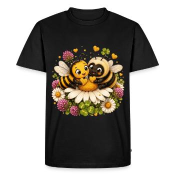 abeille, apiculteur, nid d’abeille, fleurs, insecte des prairies, - T-shirt Premium bio Homme - noir - Devant - Nico (187cm)