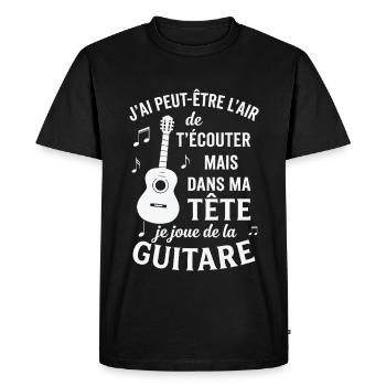 Guitare Cadeau humour personnalisé - T-shirt Premium bio Homme - noir - Devant - Nico (187cm)