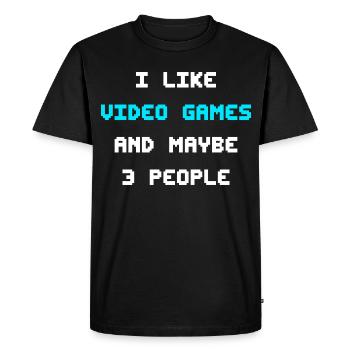 J’aime les jeux vidéo et peut-être le vidéo-pilier de trois personnes - T-shirt Premium bio Homme - noir - Devant - Nico (187cm)