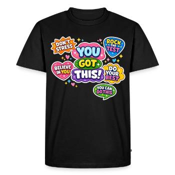 Motivational Sticker Colorful Positive School Exam - Men's Premium Organic T-Shirt - black - Front - Nico (187cm)