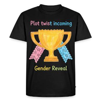 Révélation du sexe : rebondissement : baby shower à venir - T-shirt Premium bio Homme - noir - Devant - Nico (187cm)