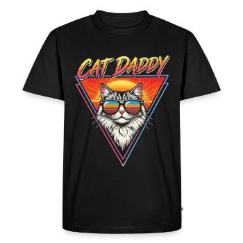 Cat Daddy, Cat Dad, Cat Dad - Men's Premium Organic T-Shirt - black - Front - Nico (187cm)