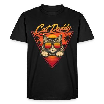 Cat Daddy, Cat Dad, Cat Dad - Men's Premium Organic T-Shirt - black - Front - Nico (187cm)