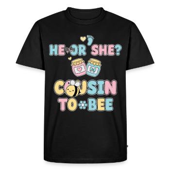 Gender Reveal He Or She Cousin To Bee Baby Shower - Men's Premium Organic T-Shirt - black - Front - Nico (187cm)