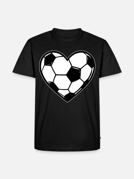 Herzball Fußball-Liebe - Männer Premium Bio T-Shirt - Schwarz