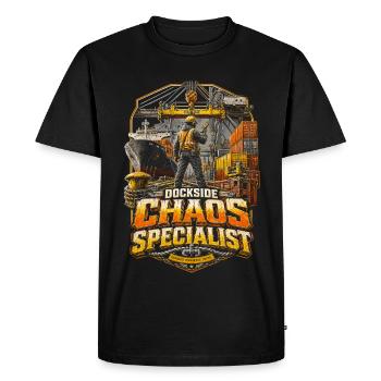 Hafenarbeiter Dockside Chaos Specialist - Men's Premium Organic T-Shirt - black - Front - Nico (187cm)