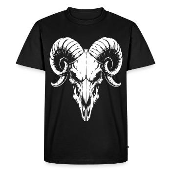 Crâne aux cornes Crâne de bélier - T-shirt Premium bio Homme - noir - Devant - Nico (187cm)