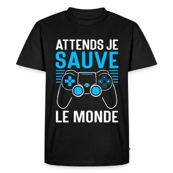 Gamer Jeux Vidéo Cadeau humour personnalisé - T-shirt Premium bio Homme - noir - Devant - Nico (187cm)