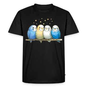 Groupe de perruches ondulées - T-shirt Premium bio Homme - noir - Devant - Nico (187cm)
