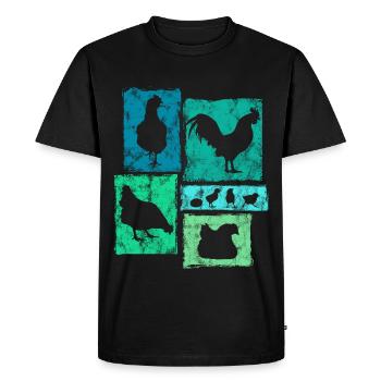 Chickens Retro Graphic for Farmer and Farm - Men's Premium Organic T-Shirt - black - Front - Nico (187cm)