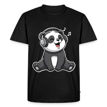 Panda Music - Men's Premium Organic T-Shirt - black - Front - Nico (187cm)