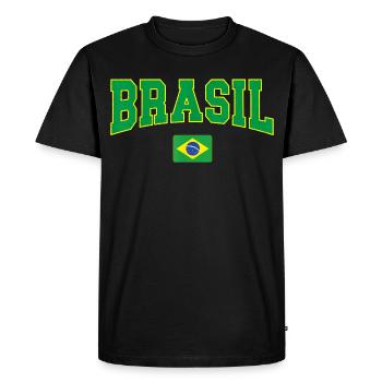 Brasil Block Letters with Flag - Men's Premium Organic T-Shirt - black - Front - Nico (187cm)