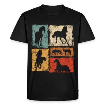 Chevaux Vintage Graphic pour cavaliers et sauteurs - T-shirt Premium bio Homme - noir - Devant - Nico (187cm)