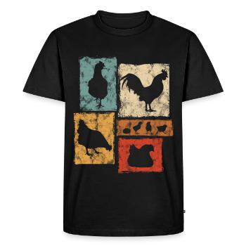Chickens Vintage Graphic for Farmer and Farm - Men's Premium Organic T-Shirt - black - Front - Nico (187cm)